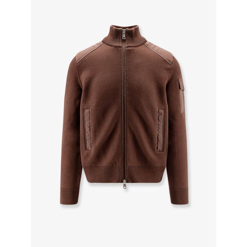 Moncler Men Virgin Wool Cardigan With Logo Patch